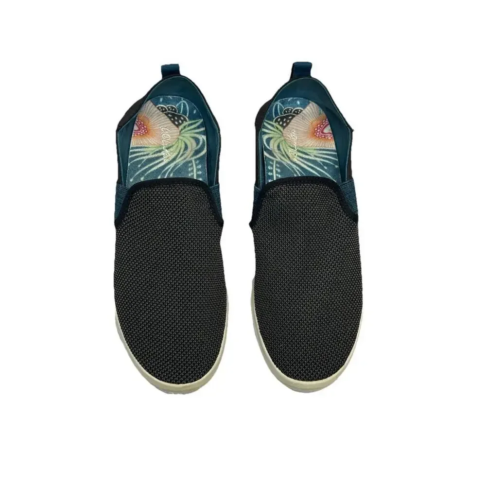 Olukai Hale'iwa Womens Size 8.5 Black Teal Casual Slip On Comfort Walking Shoes - Picture 6 of 8
